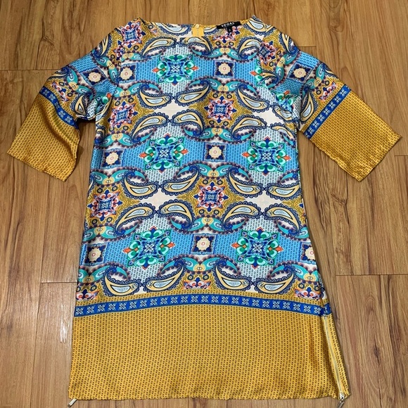 Vegas Collection Boho Paisley Print Satin Dress - Picture 4 of 11